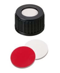 Kapak 18mm, Pp, Vidalı, Siyah, Orta Delikli, Silikon Beyaz/Ptfe Kırmızı, 55° Shore A, 1.5mm 100 Adet
