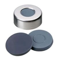 Kapak 20mm, Alüminyum, Düz, Orta Delikli, Kalıplı Septa, Butyl/Ptfe,Gri, 50° Shore A, 3.0mm 100 Adet