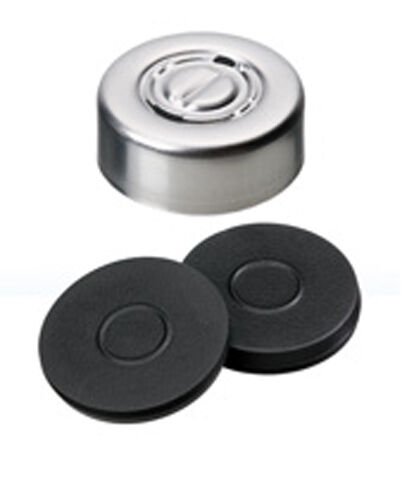 Kapak 20mm, Alüminyum, Düz, Ortadan Çıkarılır, Kalıplı Septa Butyl/Ptfe, Gri, 50° Shore A, 3.0mm 100 Adet