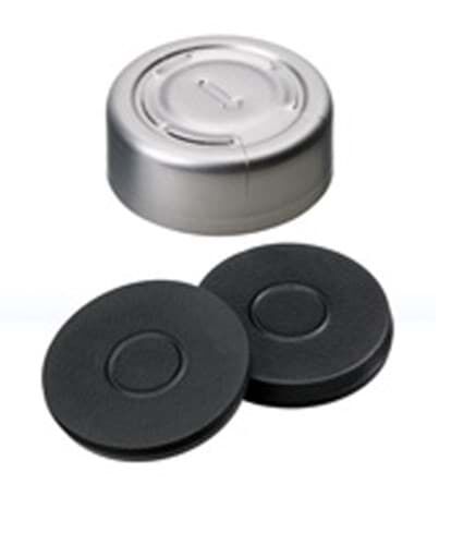 Kapak 20mm, Alüminyum, Düz, Ortadan Çıkarılır, Kalıplı Septa Butyl/Ptfe, Koyu Gri, 50° Shore A, 3.0mm 100 Adet