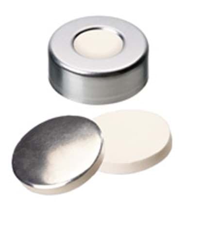 Kapak 20mm, Alüminyum, Düz, Orta Delikli, Silikon Beyaz/Aluminium Foil Silver, 50° Shore A, 3.0mm 100 Adet