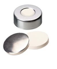 Kapak 20mm, Alüminyum, Düz, Orta Delikli, Silikon Beyaz/Aluminium Foil Silver, 50° Shore A, 3.0mm 100 Adet